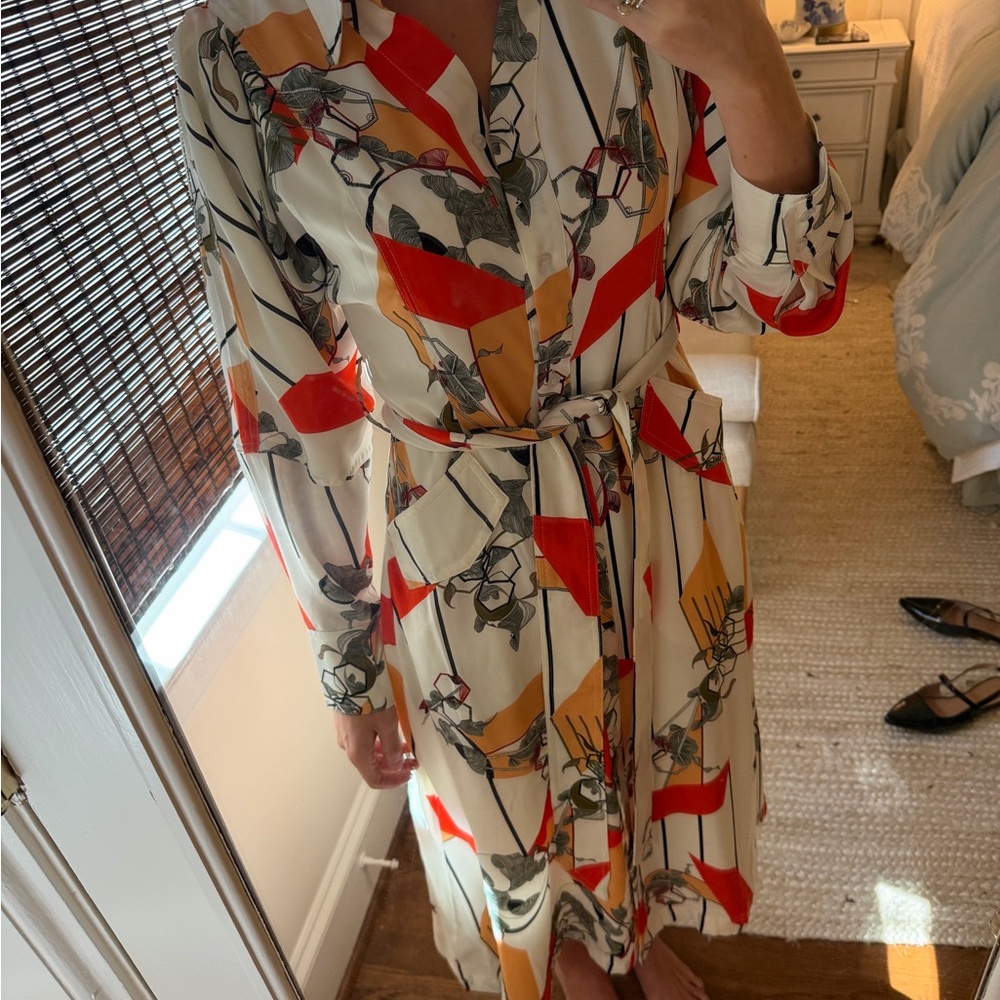 Gracia Red and Cream Midi Dress